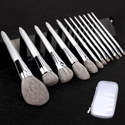 12PCS Makeup Brushes Kit Professional Natural Goat Hair Foundation Powder Contour Eyeshadow Lip Make Up Tools For Women