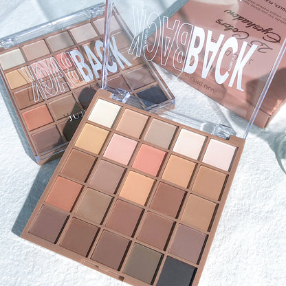 Eyeshadow palette in 25 colors, matte brown nude multi-color eyeshadow, high color rendering, waterproof and sweatproof, daily e