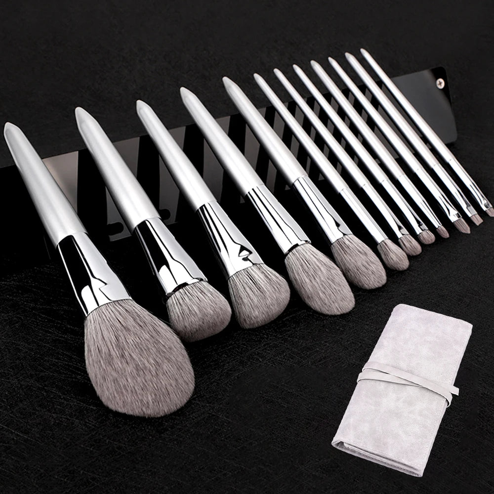 12PCS Makeup Brushes Kit Professional Natural Goat Hair Foundation Powder Contour Eyeshadow Lip Make Up Tools For Women