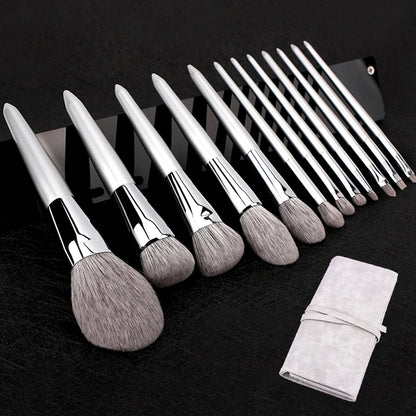 12PCS Makeup Brushes Kit Professional Natural Goat Hair Foundation Powder Contour Eyeshadow Lip Make Up Tools For Women